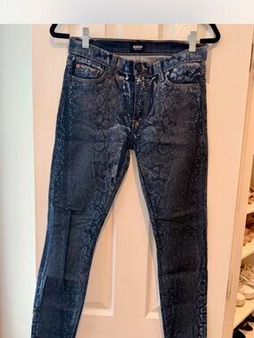 Hudson Jeans Women's Black Snake-Print Skinny Jeans
